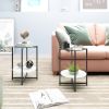 2-piece set  Tempered Glass End Table;  Round Coffee Table for Bedroom Living Room Office