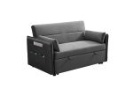 MEGA Pull Out Sofa Bed; Modern Adjustable Pull Out Bed Lounge Chair with 2 Side Pockets; 2 Pillows for Home Office