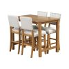 5 Piece Rustic Wooden Counter Height Dining Table Set with 4 Upholstered Chairs for Small Places;  Espresso+ Beige