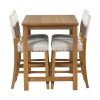 5 Piece Rustic Wooden Counter Height Dining Table Set with 4 Upholstered Chairs for Small Places;  Espresso+ Beige