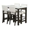 5 Piece Rustic Wooden Counter Height Dining Table Set with 4 Upholstered Chairs for Small Places;  Espresso+ Beige