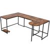 U-shaped Computer Desk;  Industrial Corner Writing Desk with CPU Stand;  Gaming Table Workstation Desk for Home Office