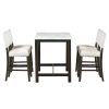 5 Piece Rustic Wooden Counter Height Dining Table Set with 4 Upholstered Chairs for Small Places;  Espresso+ Beige