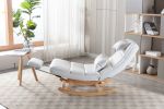 COOLMORE living room Comfortable rocking chair with Footrest/Headrest living room chair Beige