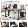 U-shaped Computer Desk;  Industrial Corner Writing Desk with CPU Stand;  Gaming Table Workstation Desk for Home Office