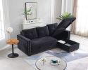 Sectional sofa with pulled out bed;  2 seats sofa and reversible chaise with storage;  both hands with copper nail