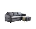 Sectional sofa with pulled out bed;  2 seats sofa and reversible chaise with storage;  both hands with copper nail