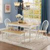 farmhouse solid wood dining set in black and white natural finish