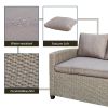 Patio Outdoor Furniture PE Rattan Wicker Conversation Set All-Weather Sectional Sofa Set with Table & Soft Cushions