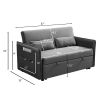 MEGA Pull Out Sofa Bed; Modern Adjustable Pull Out Bed Lounge Chair with 2 Side Pockets; 2 Pillows for Home Office