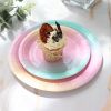 Party Tableware Disposable Birthday Paper Tray Dessert Table Cake Paper Tray Stamping Rainbow Plate Decoration Dinner Plate